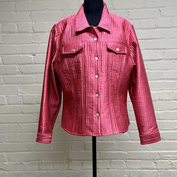 Susan Bristol Hot Pink Quilted Snap Closure Jacket - Size XL - Picture 1 of 7
